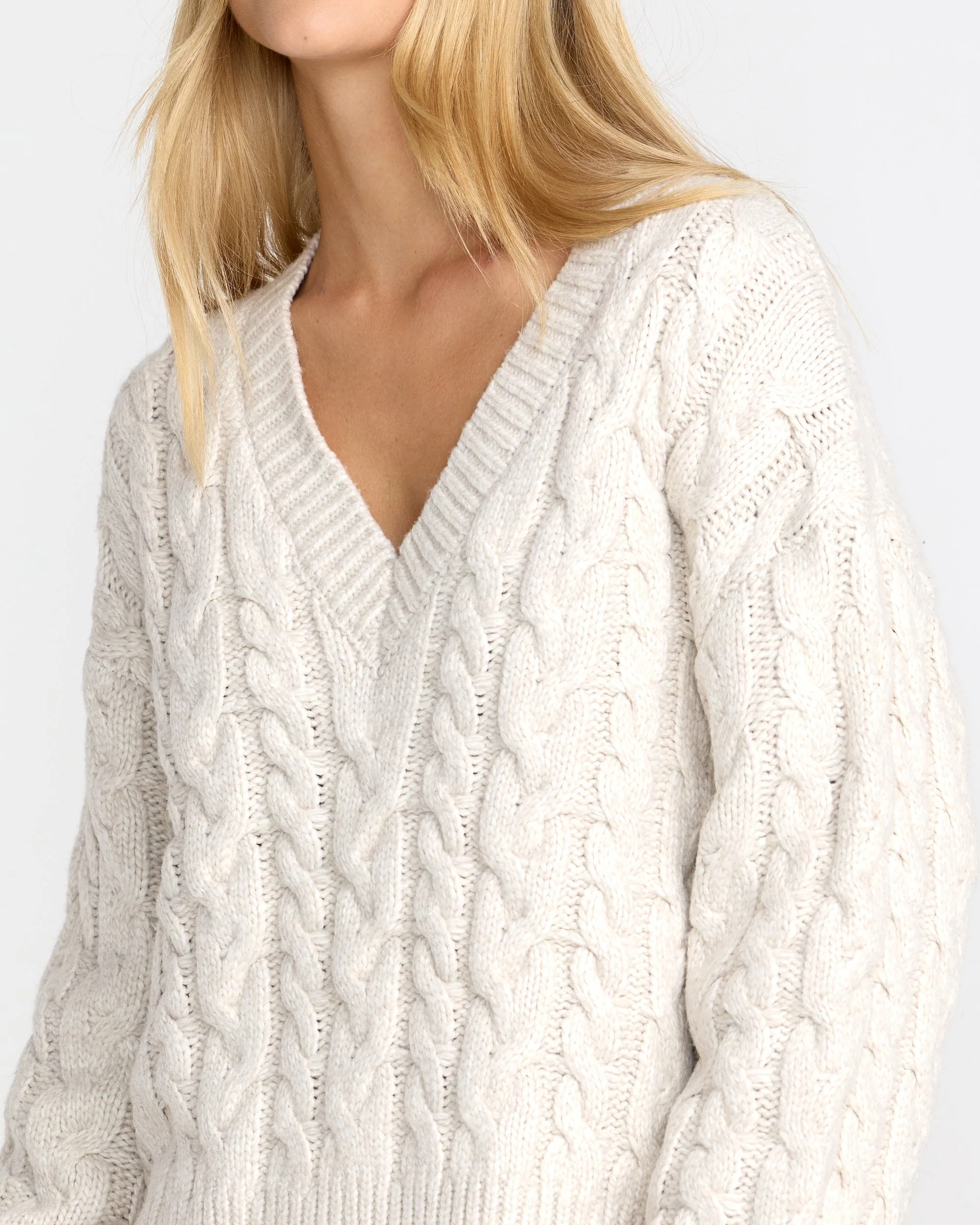 Cable V Neck Sweater