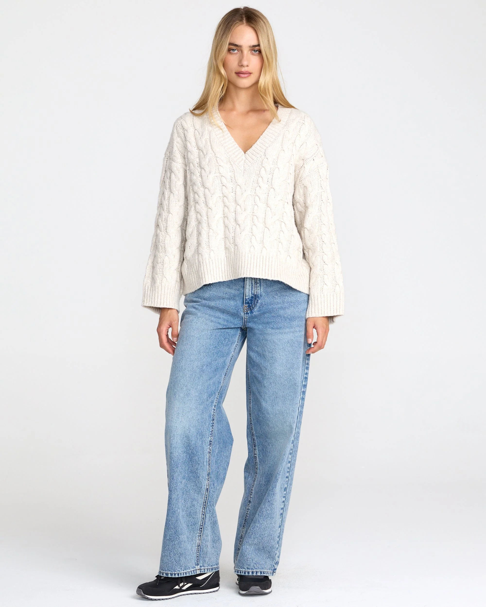 Cable V Neck Sweater - Image 4