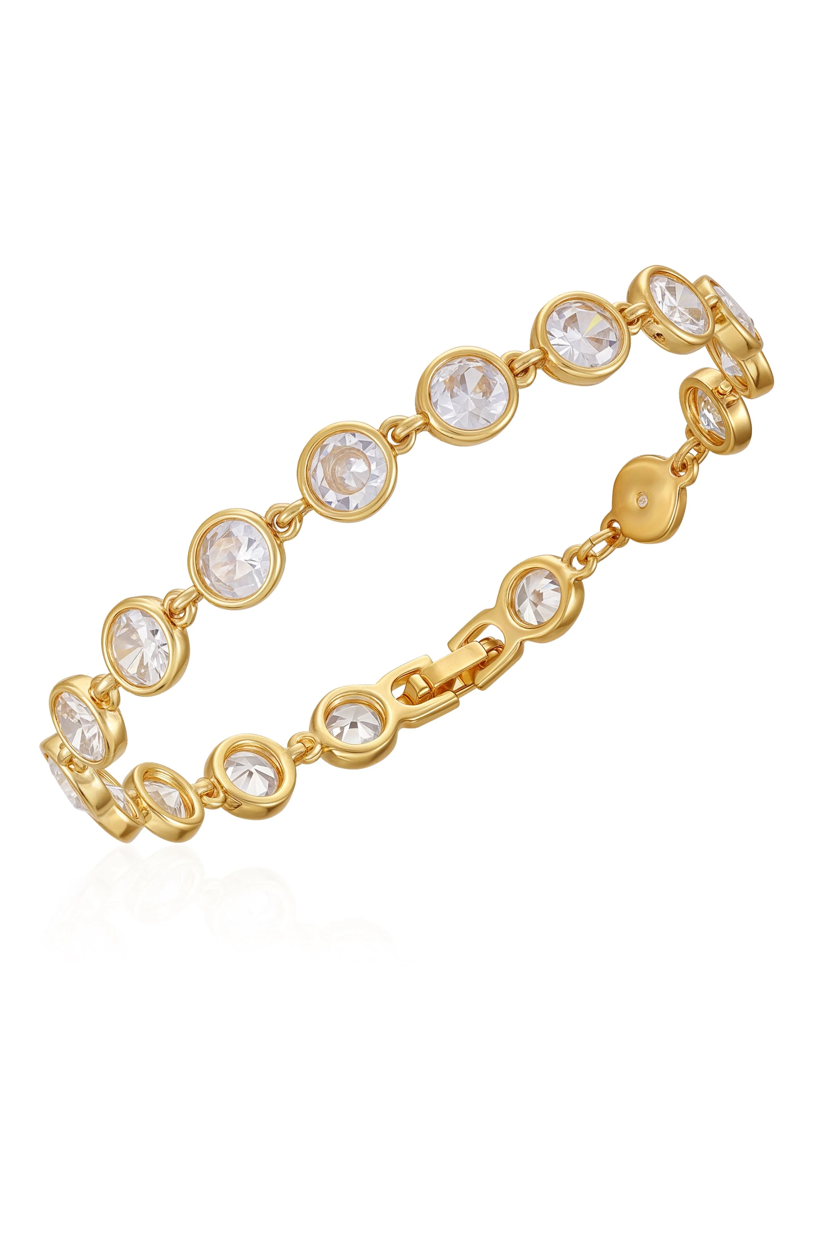 Gold Tone Cubic Zirconia Bezel Bracelet