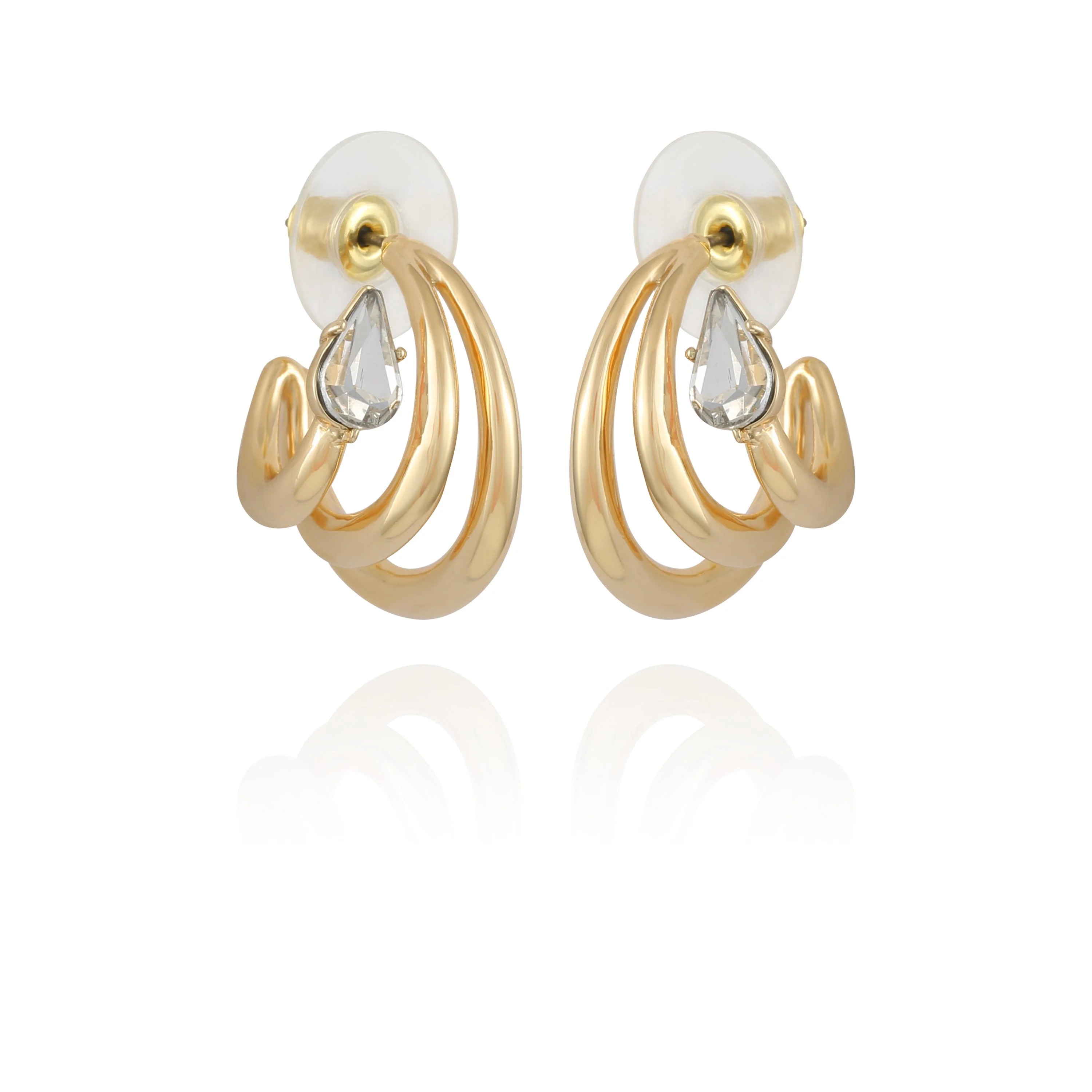 Goldtone Crystal Stone Small Hoop Earring