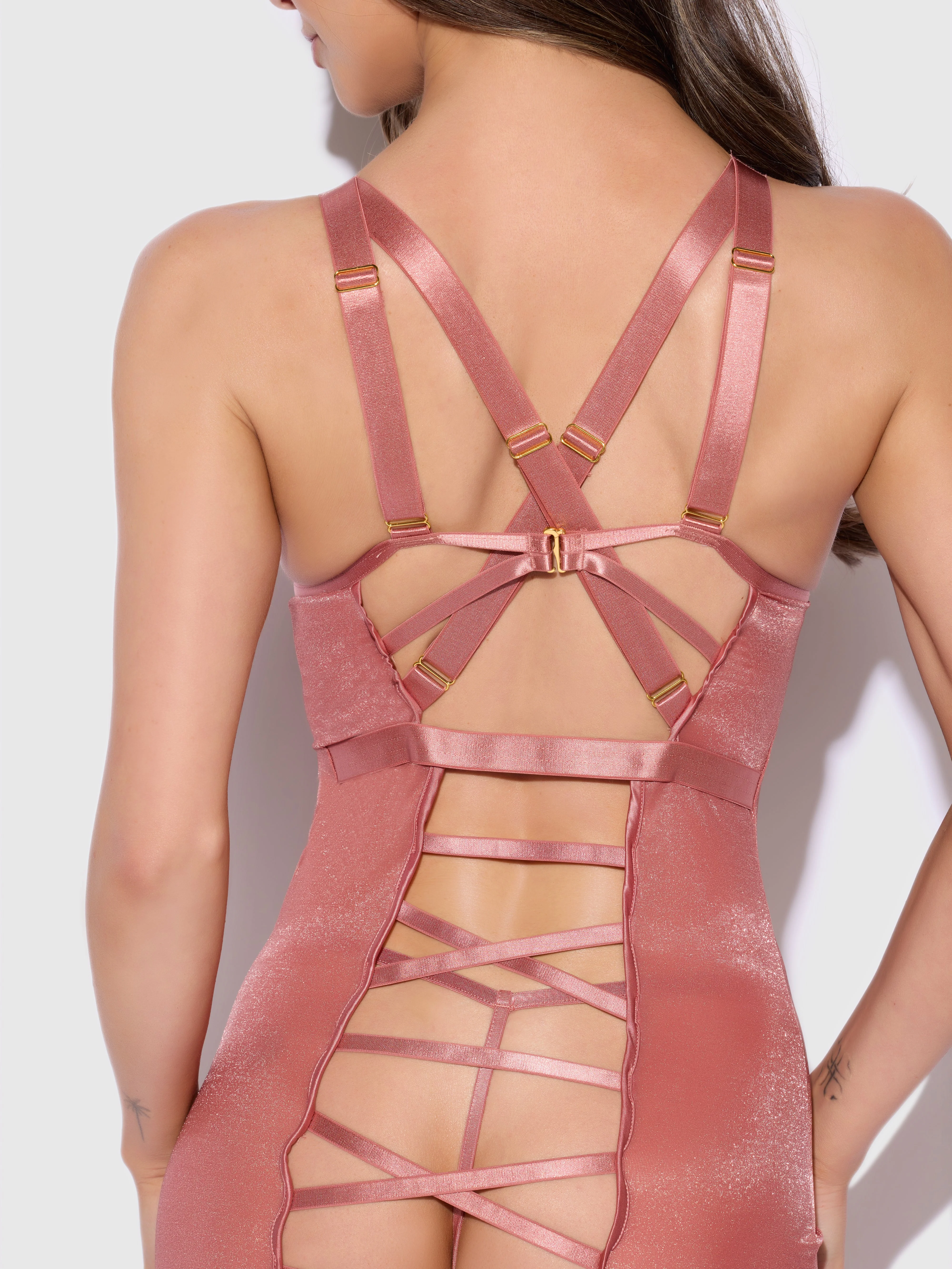 Pia Shine Mesh Strappy Back Chemise - Image 3