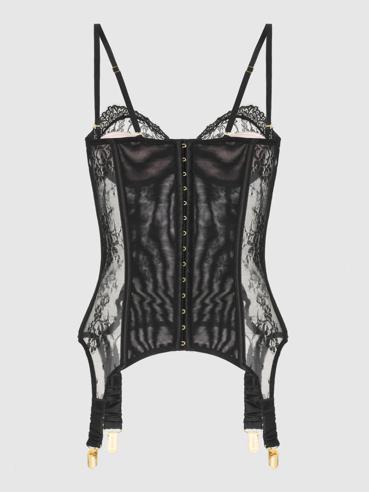 Rosalind Satin & Lace Underwire Lace Cup Corset - Image 11