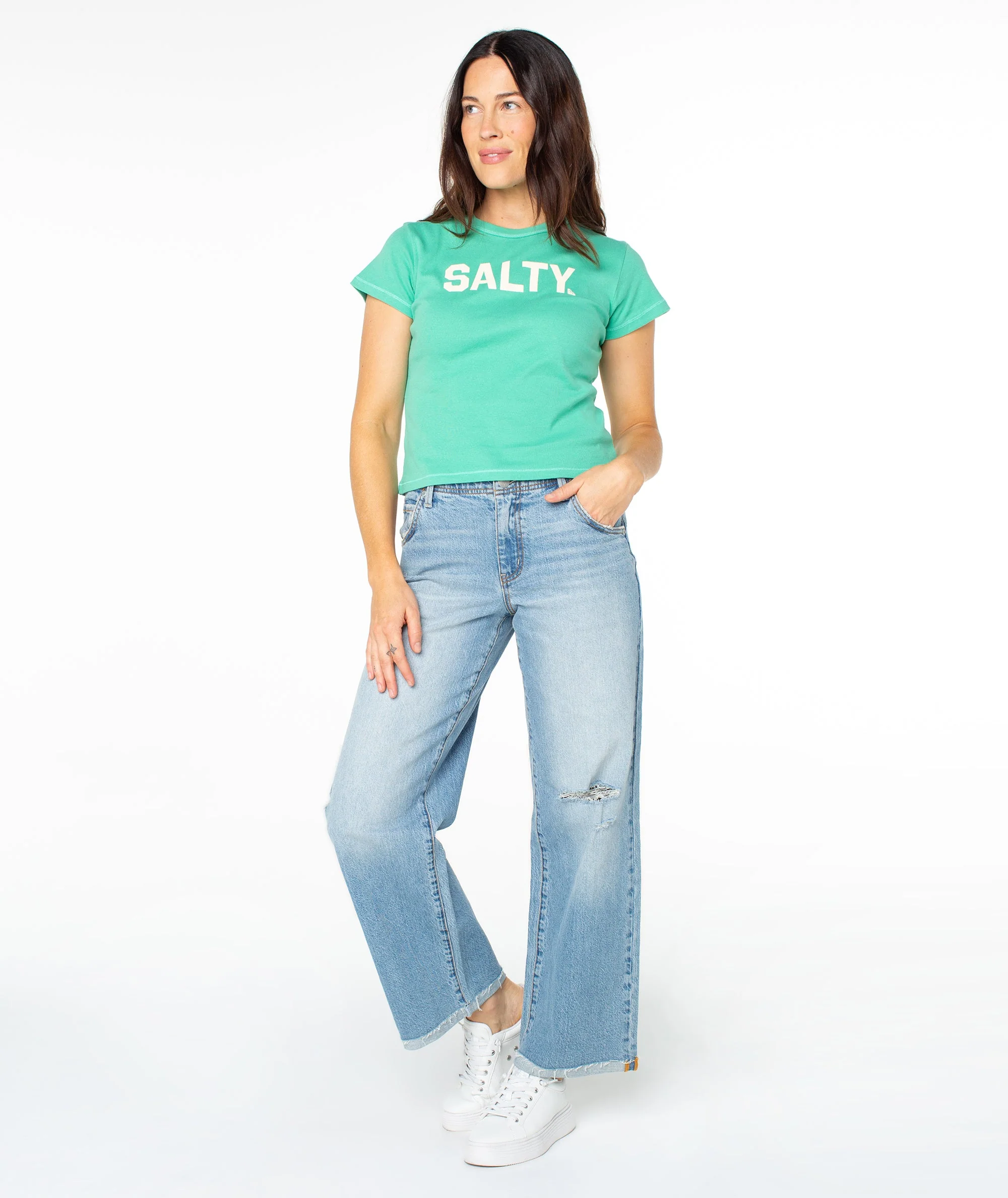 Salty College 90s Baby Tee - Image 3