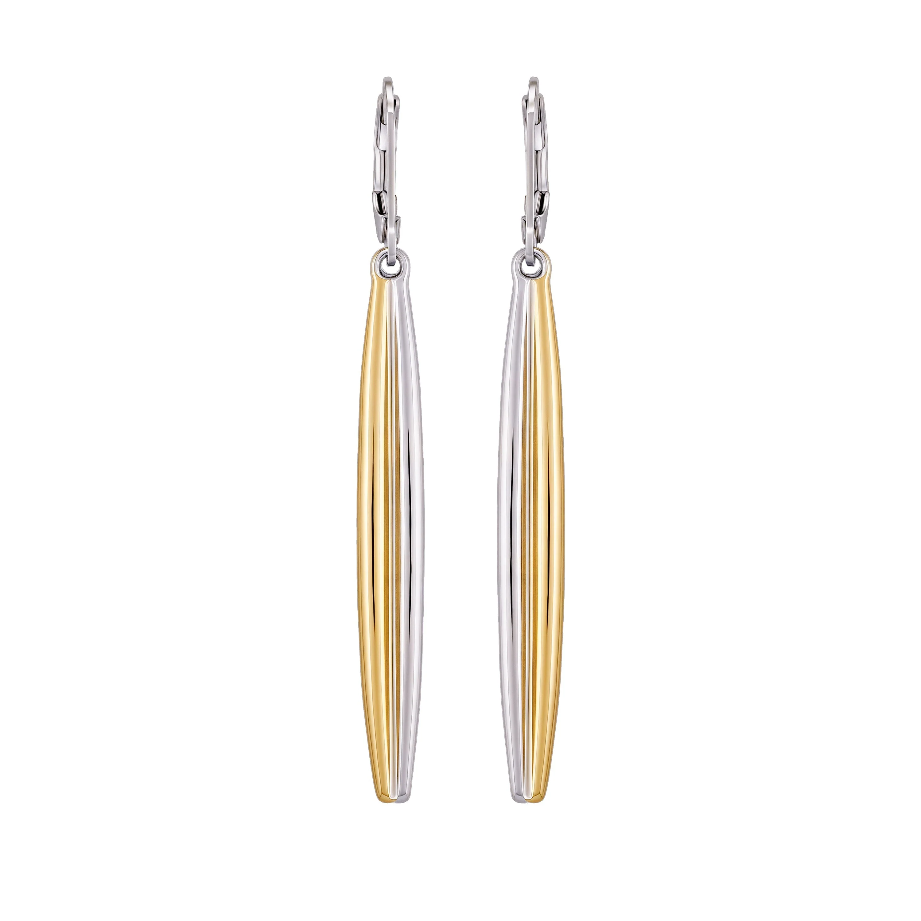 Two Tone Elongated Hoop Earrings