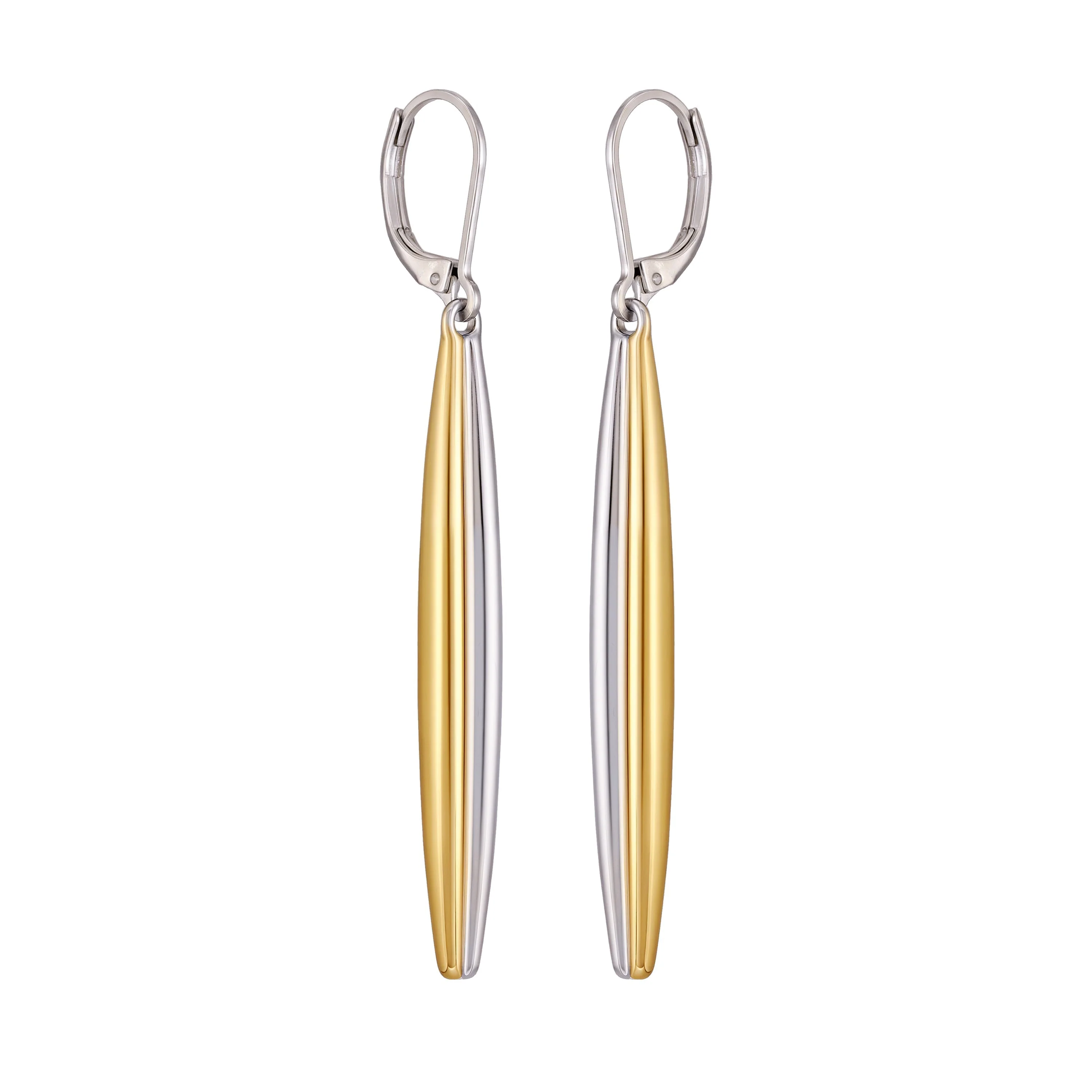 Two Tone Elongated Hoop Earrings - Image 2