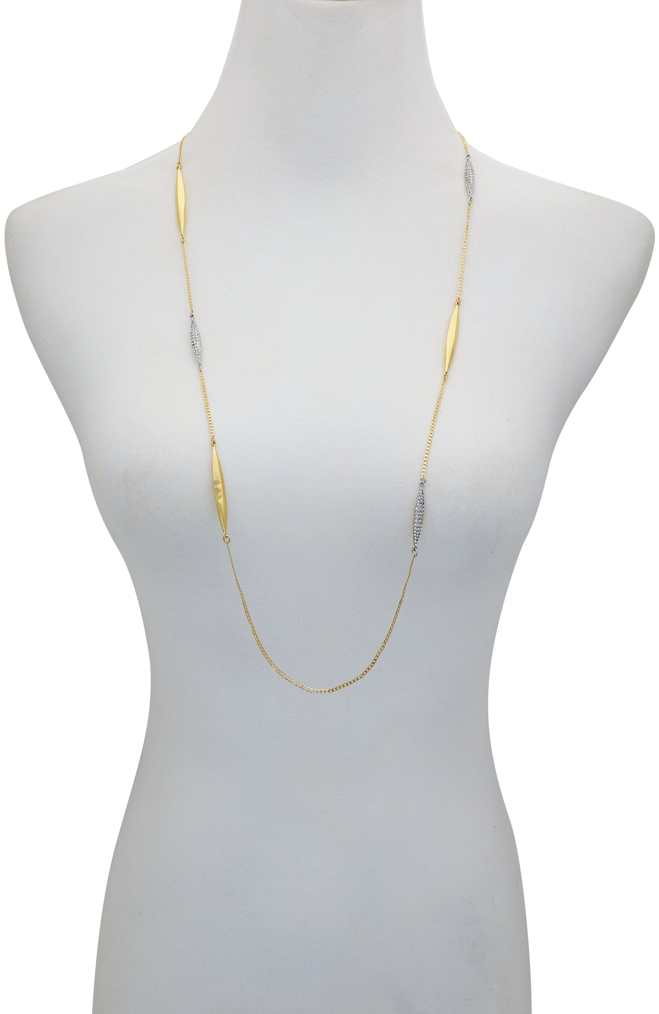 Two Tone Long Chain Necklace - Image 3
